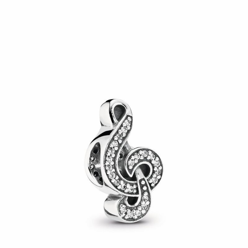 Pandora Sweet Music Treble Clef Charm Ireland - Sterling Silver/Cubic Zirconia - 120596UBJ